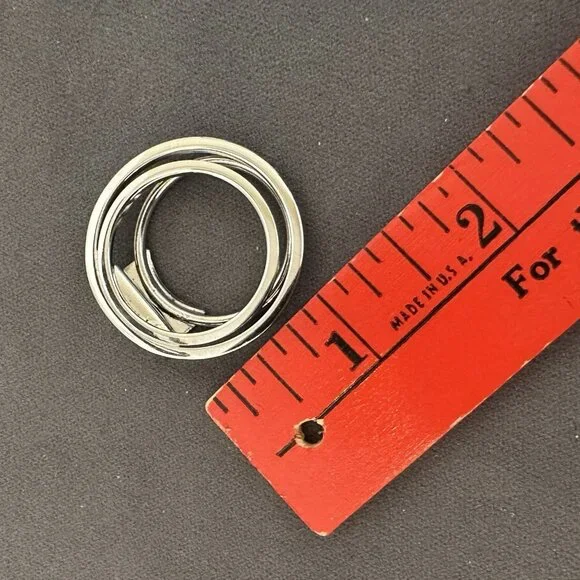 Vintage Silver-tone Scarf Clip Round Circles - Picture 4 of 4